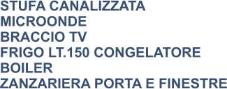 STUFA CANALIZZATA MICROONDE BRACCIO TV FRIGO LT.150 CONGELATORE BOILER ZANZARIERA PORTA E FINESTRE